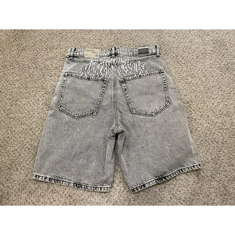 Ninth Hall Waylay Black Denim Shorts Mens Womens Unisex Size 32 NEW
